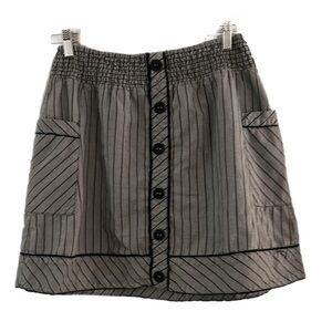 Gray Button-Front Skirt with Pockets